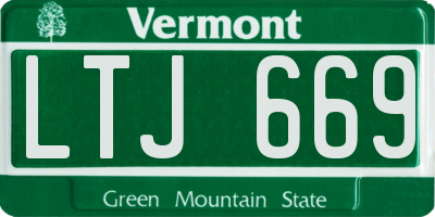 VT license plate LTJ669