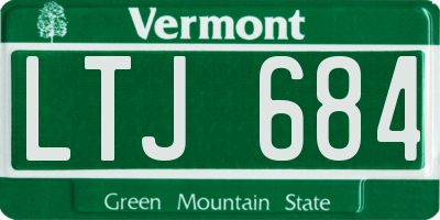 VT license plate LTJ684