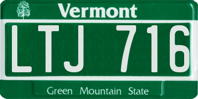 VT license plate LTJ716