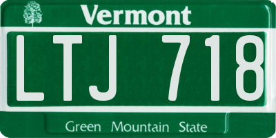 VT license plate LTJ718