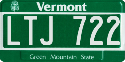 VT license plate LTJ722