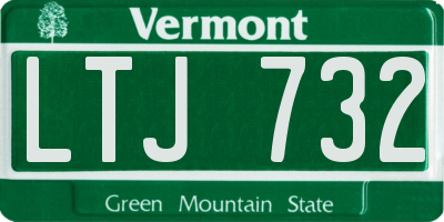 VT license plate LTJ732