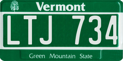 VT license plate LTJ734