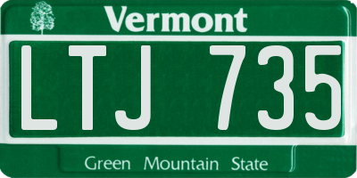 VT license plate LTJ735