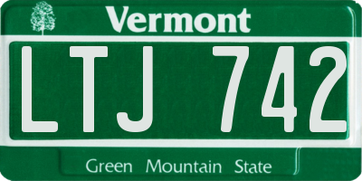 VT license plate LTJ742
