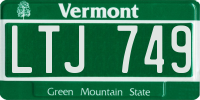 VT license plate LTJ749