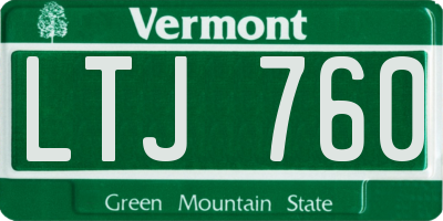 VT license plate LTJ760