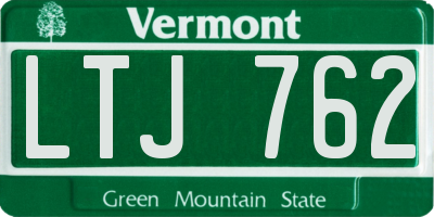 VT license plate LTJ762