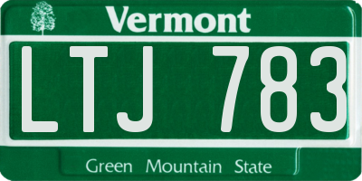 VT license plate LTJ783