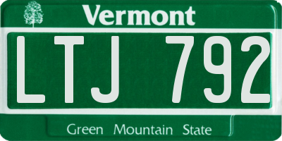 VT license plate LTJ792