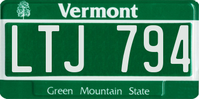 VT license plate LTJ794