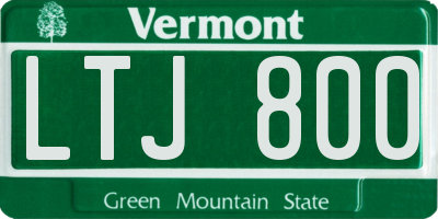VT license plate LTJ800