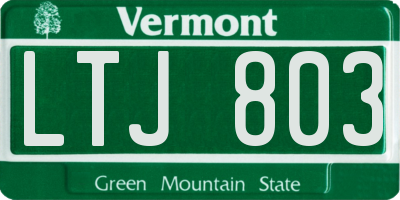 VT license plate LTJ803