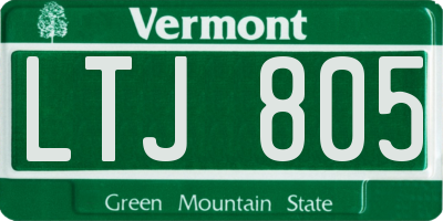 VT license plate LTJ805