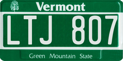 VT license plate LTJ807