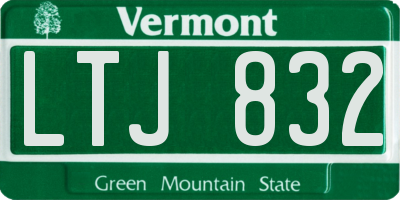 VT license plate LTJ832