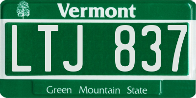VT license plate LTJ837