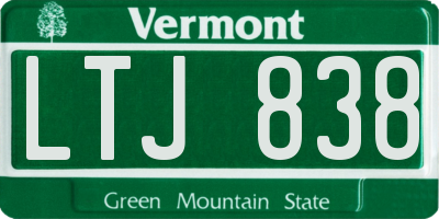 VT license plate LTJ838