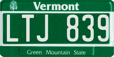 VT license plate LTJ839
