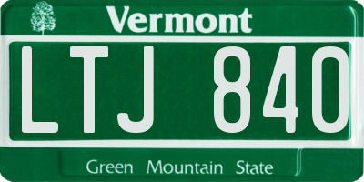 VT license plate LTJ840