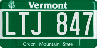 VT license plate LTJ847