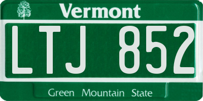 VT license plate LTJ852