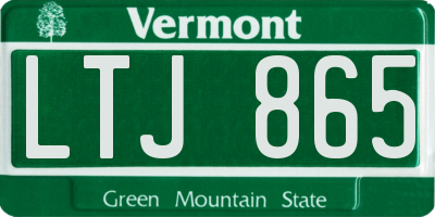 VT license plate LTJ865