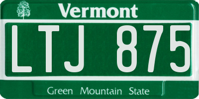 VT license plate LTJ875