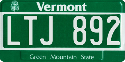VT license plate LTJ892