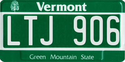 VT license plate LTJ906
