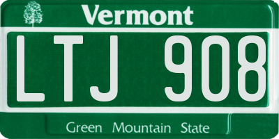 VT license plate LTJ908