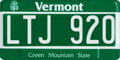 VT license plate LTJ920