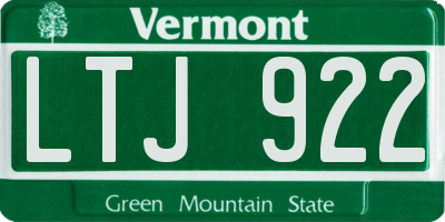 VT license plate LTJ922