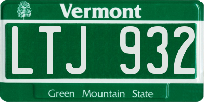 VT license plate LTJ932