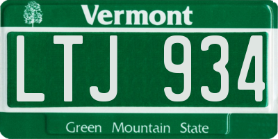 VT license plate LTJ934