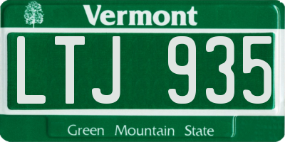 VT license plate LTJ935