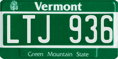 VT license plate LTJ936