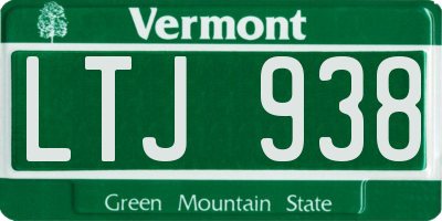 VT license plate LTJ938