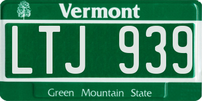 VT license plate LTJ939