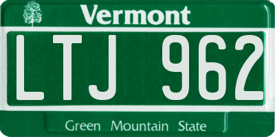 VT license plate LTJ962