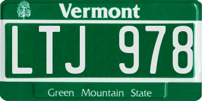 VT license plate LTJ978