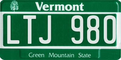 VT license plate LTJ980