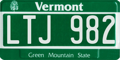 VT license plate LTJ982