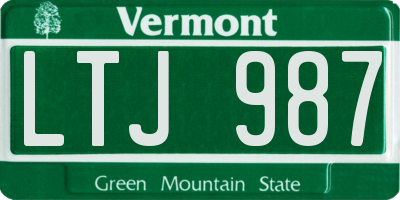VT license plate LTJ987