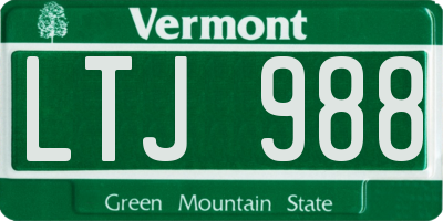 VT license plate LTJ988