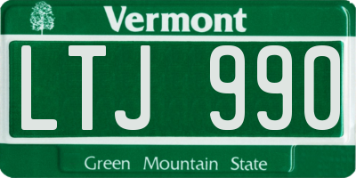 VT license plate LTJ990