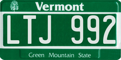 VT license plate LTJ992