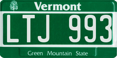 VT license plate LTJ993