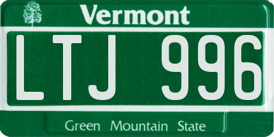 VT license plate LTJ996