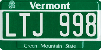 VT license plate LTJ998
